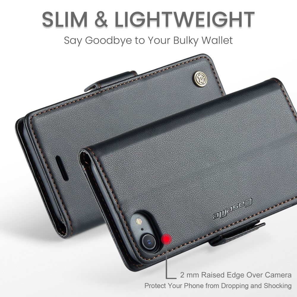 Funda delgada con solapa anti-RFID iPhone SE 2020 Negro