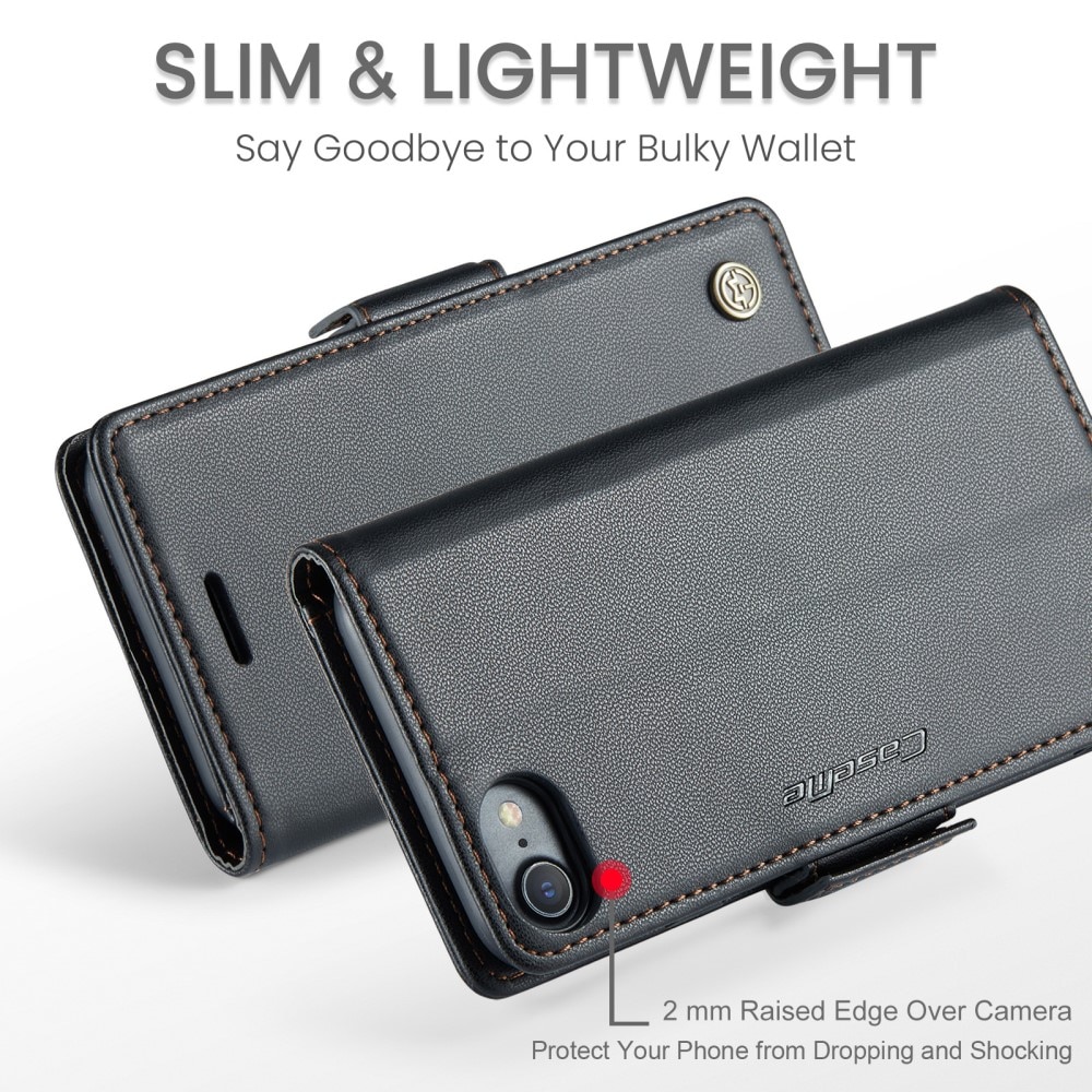 Funda delgada con solapa anti-RFID iPhone SE (2020) negro