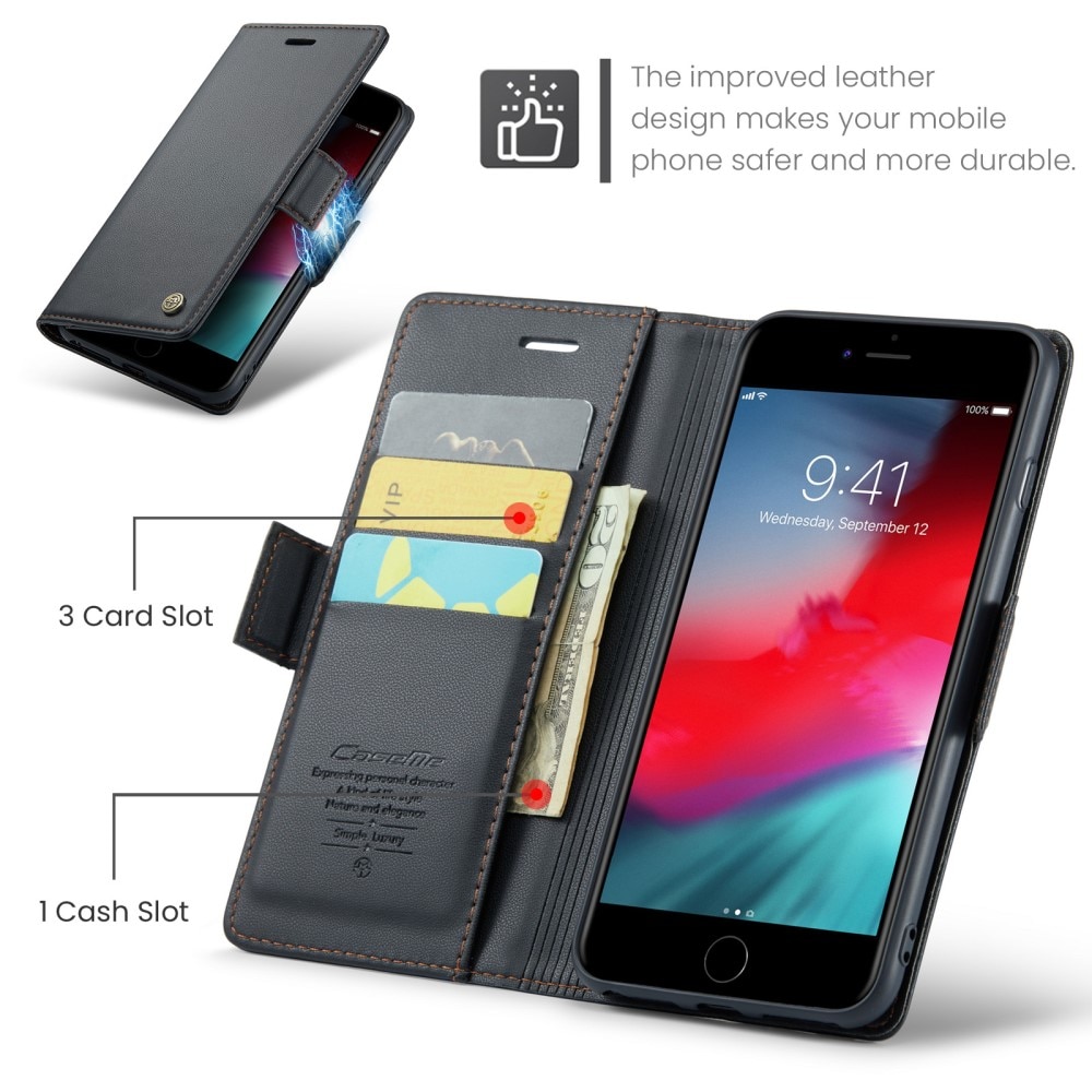 Funda delgada con solapa anti-RFID iPhone 7 Plus/iPhone 8 Plus Negro