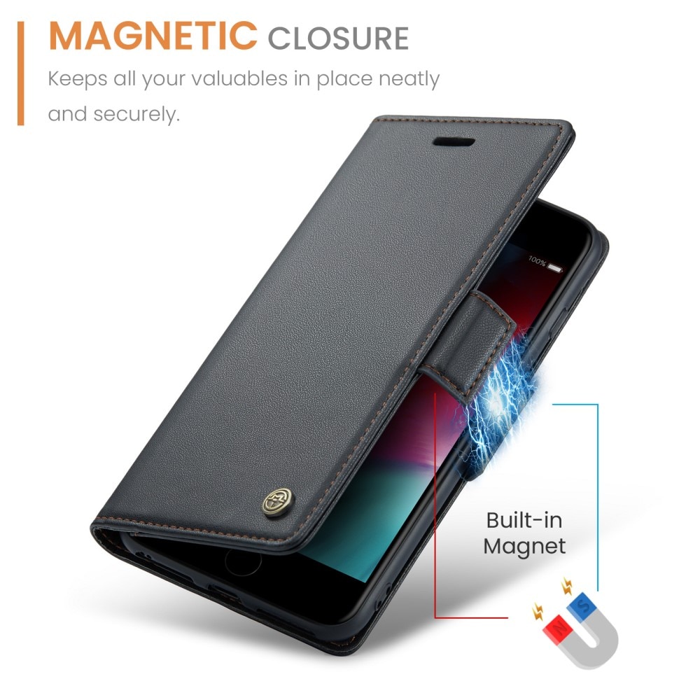 Funda delgada con solapa anti-RFID iPhone 7 Plus/iPhone 8 Plus Negro