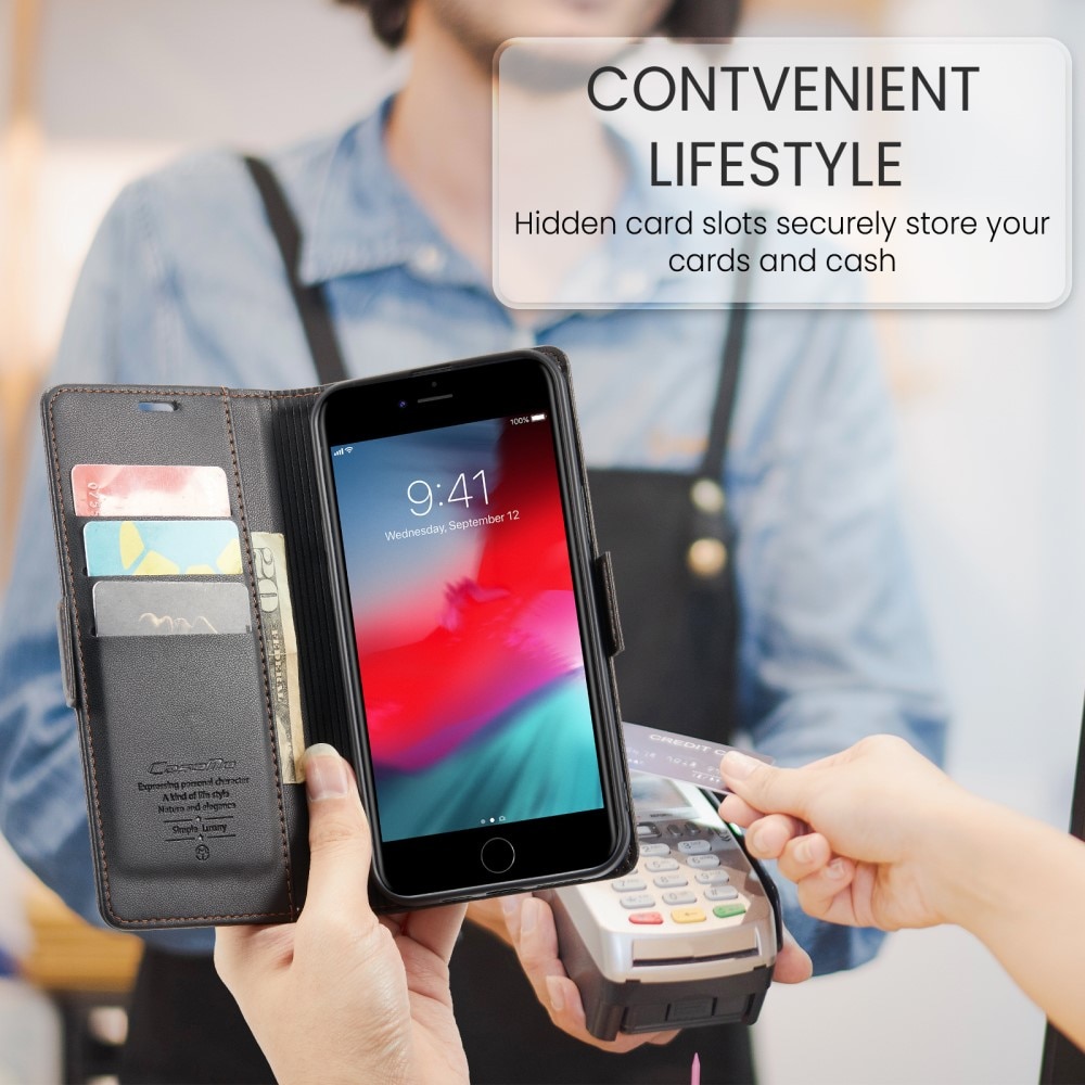 Funda delgada con solapa anti-RFID iPhone 7 Plus/iPhone 8 Plus Negro