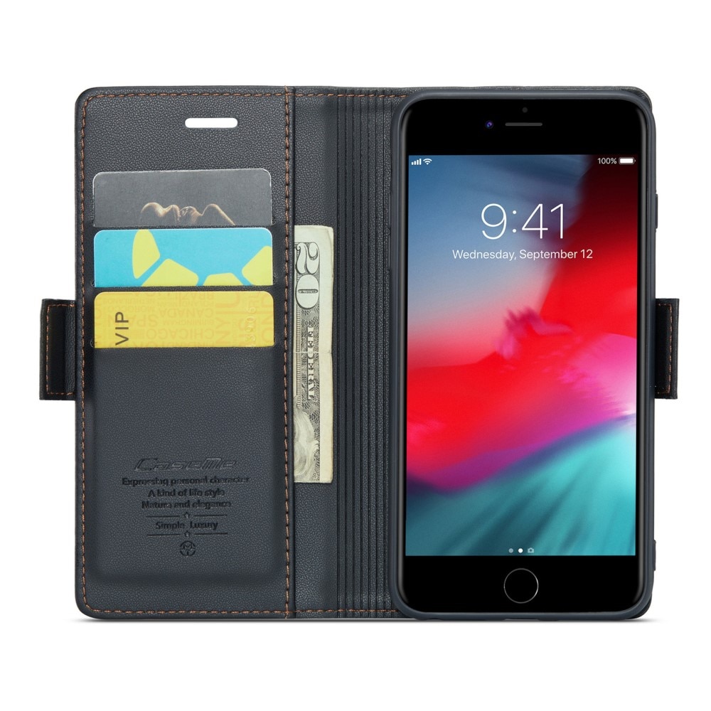 Funda delgada con solapa anti-RFID iPhone 7 Plus/iPhone 8 Plus Negro