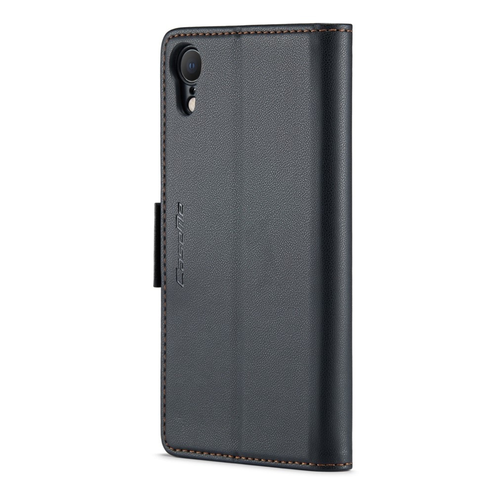 Funda delgada con solapa anti-RFID iPhone Xr Negro