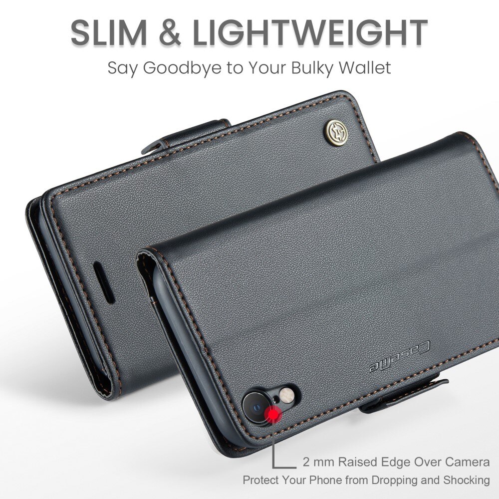 Funda delgada con solapa anti-RFID iPhone Xr Negro