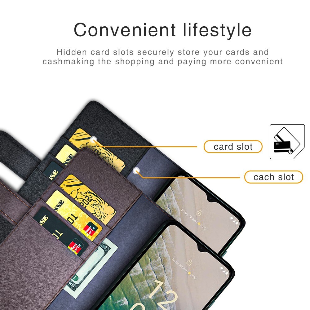 Funda de cuero genuino  Nokia C32, Negro
