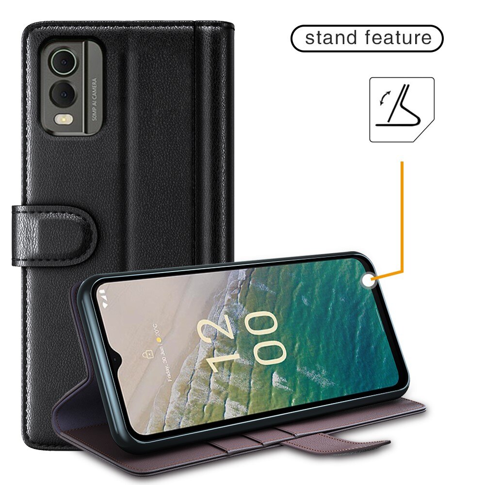 Funda de cuero genuino  Nokia C32, Negro