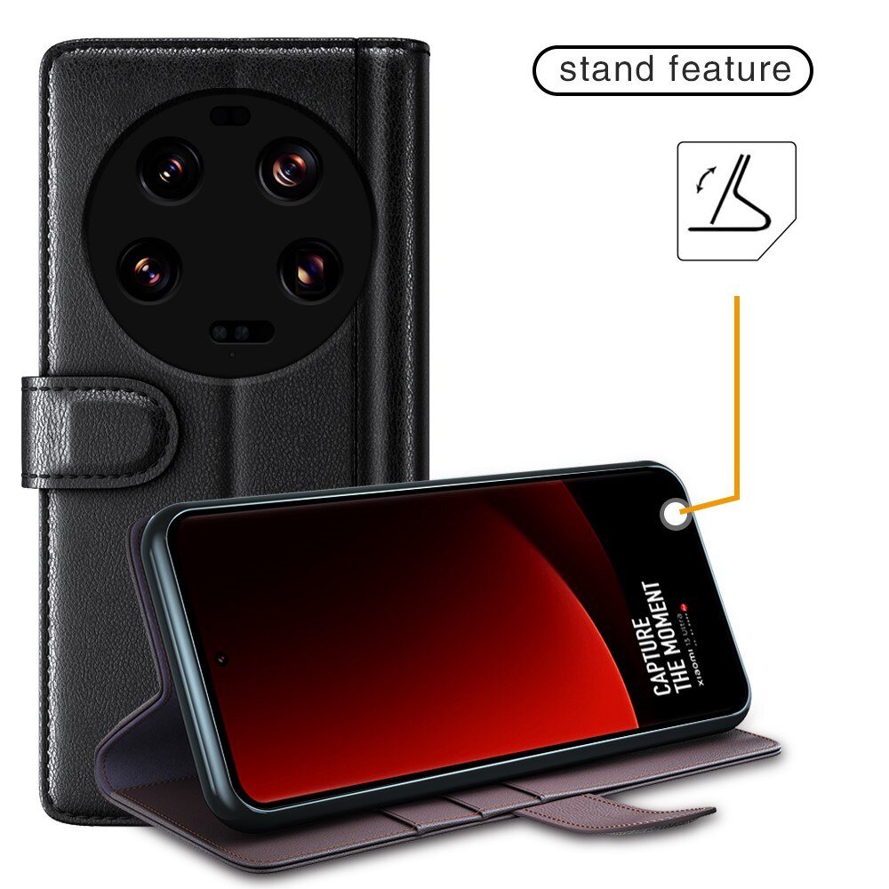 Funda de cuero genuino Xiaomi 13 Ultra, Negro
