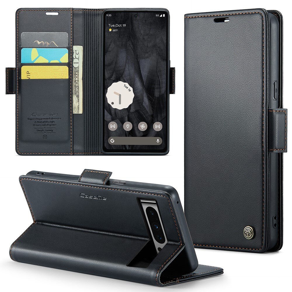 Funda delgada con solapa anti-RFID Google Pixel 8 Pro Negro