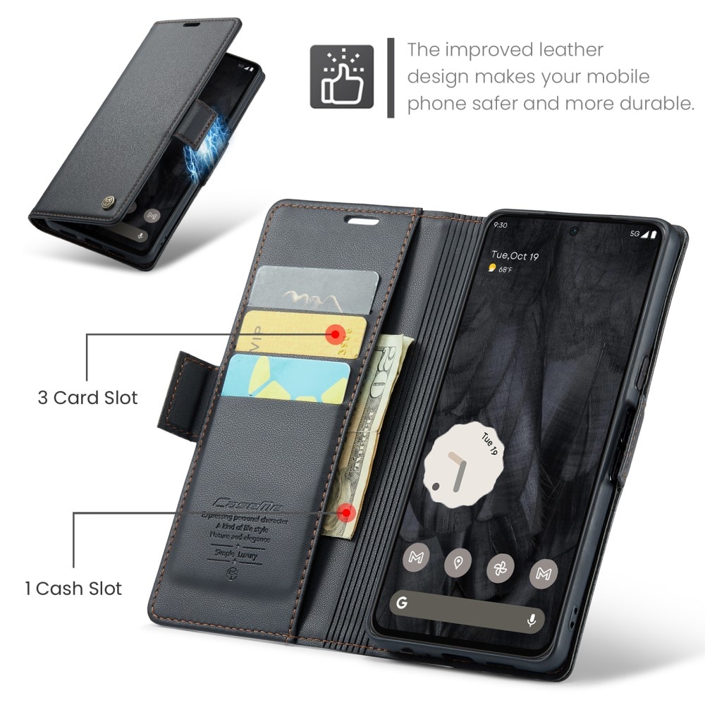 Funda delgada con solapa anti-RFID Google Pixel 8 Pro Negro