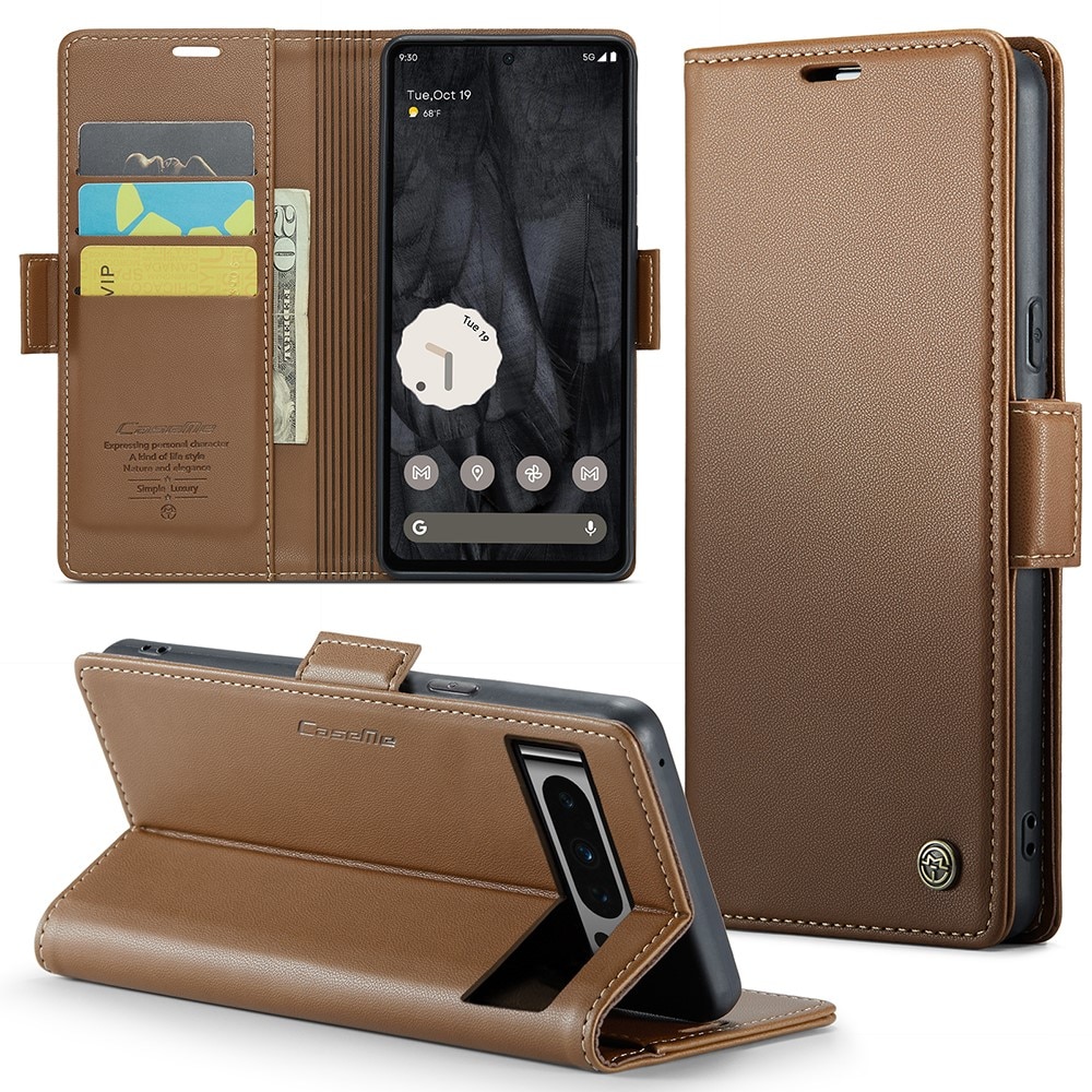 Funda delgada con solapa anti-RFID Google Pixel 8 Pro Marrón
