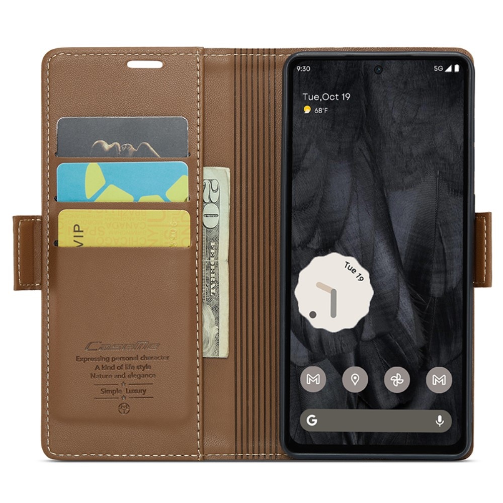 Funda delgada con solapa anti-RFID Google Pixel 8 Pro marrón