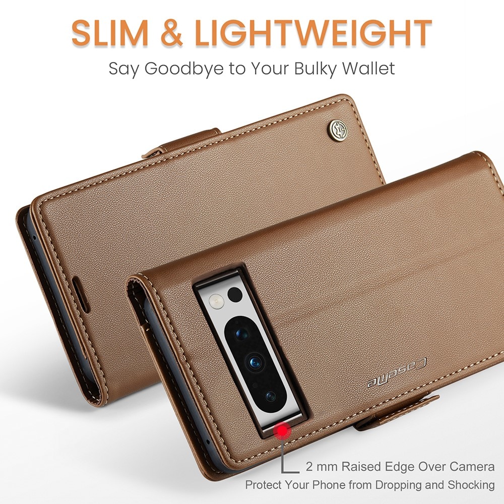 Funda delgada con solapa anti-RFID Google Pixel 8 Pro Marrón