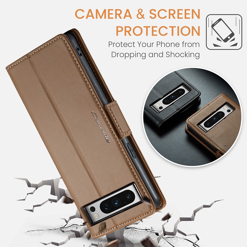 Funda delgada con solapa anti-RFID Google Pixel 8 Pro Marrón
