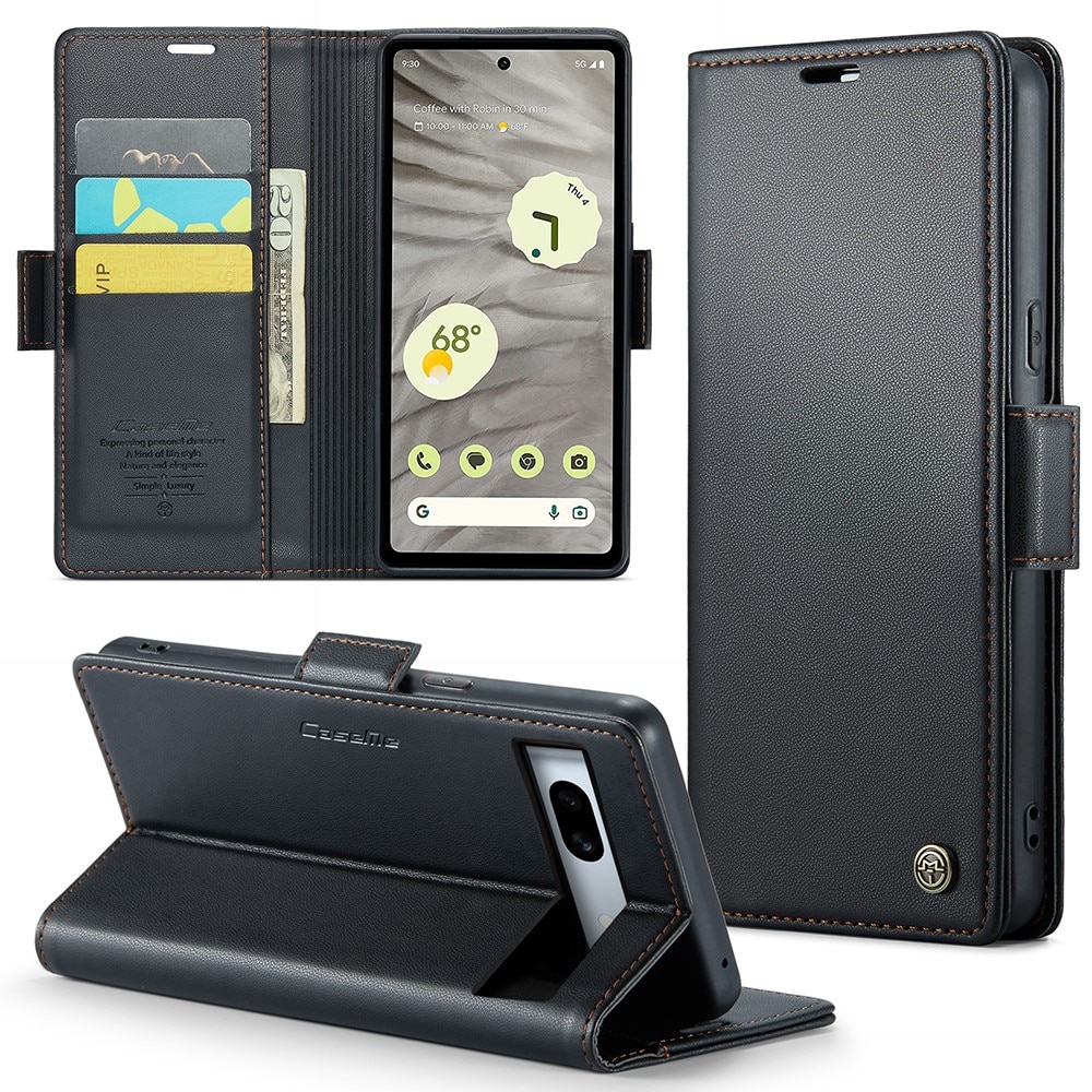 Funda delgada con solapa anti-RFID Google Pixel 7a Negro
