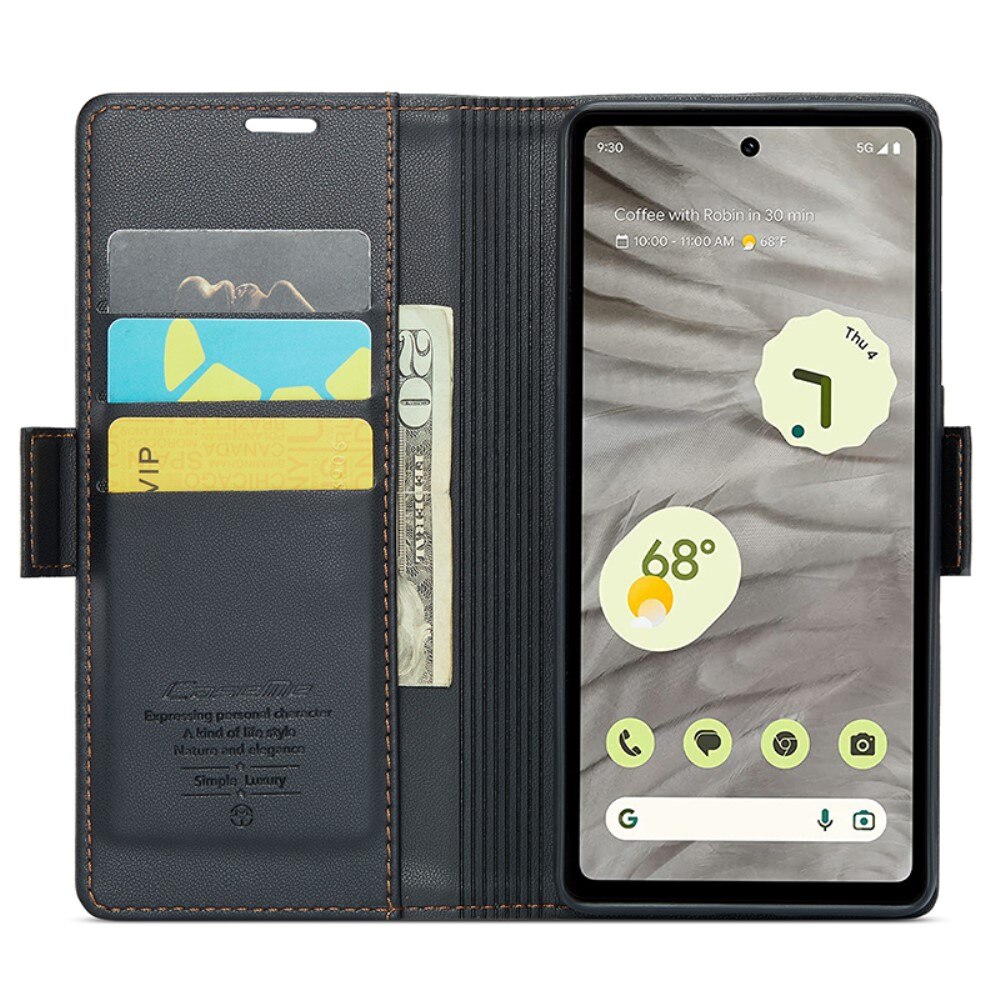 Funda delgada con solapa anti-RFID Google Pixel 7a Negro