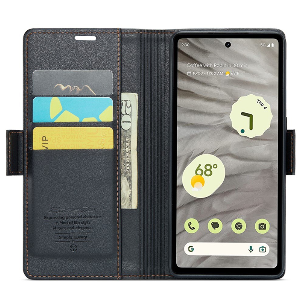 Funda delgada con solapa anti-RFID Google Pixel 7a negro