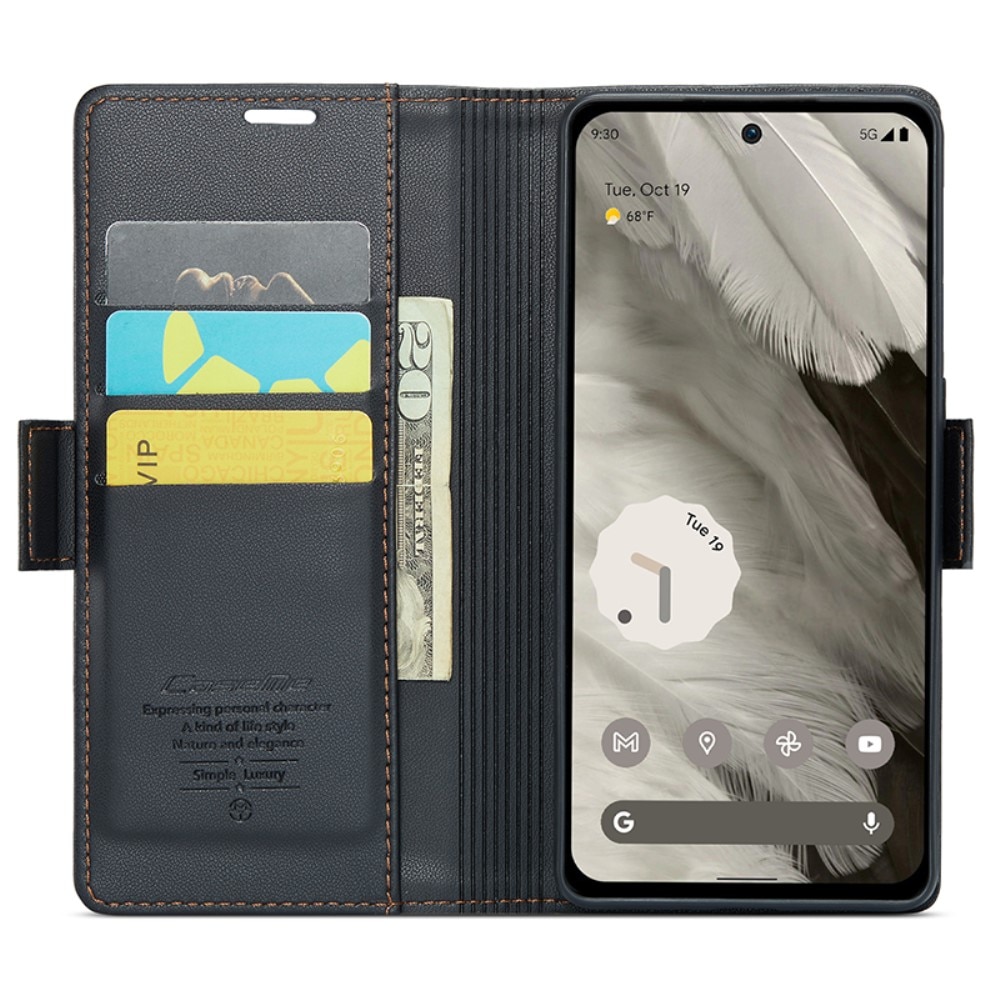 Funda delgada con solapa anti-RFID Google Pixel 8 negro