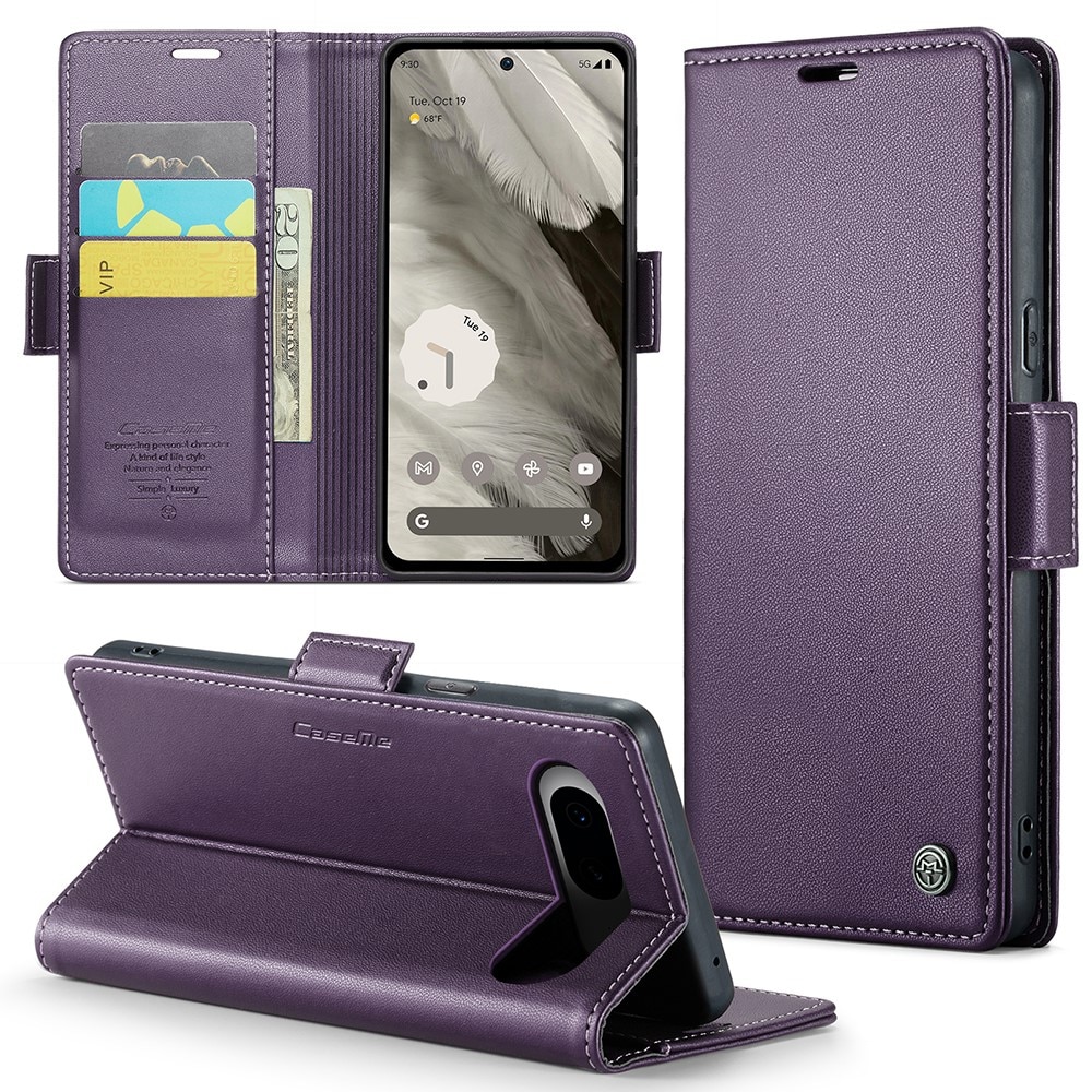 Funda delgada con solapa anti-RFID Google Pixel 8 Púrpura