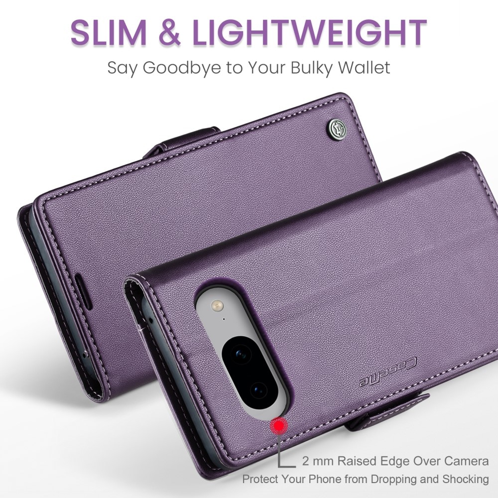 Funda delgada con solapa anti-RFID Google Pixel 8 Púrpura
