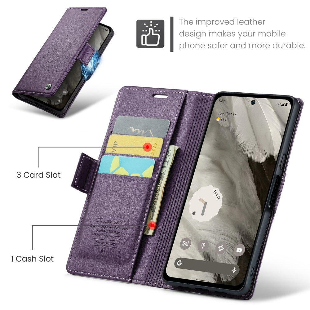 Funda delgada con solapa anti-RFID Google Pixel 8 violeta