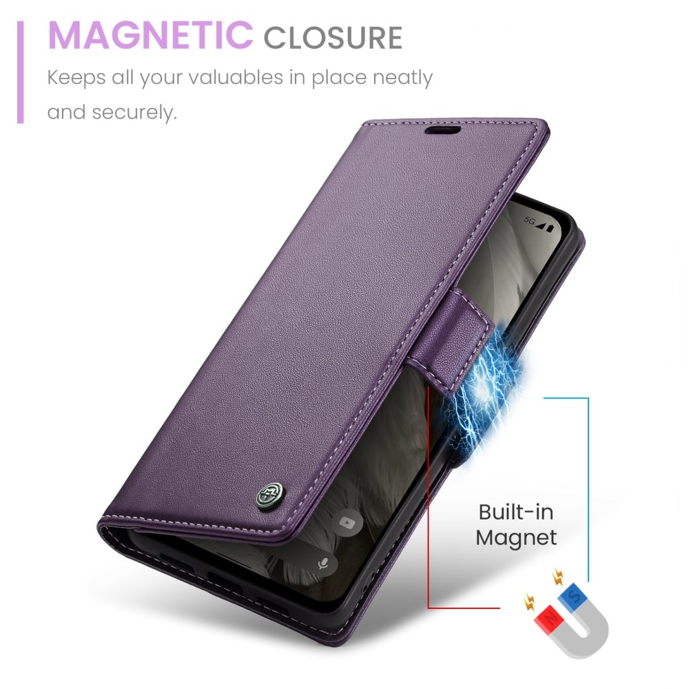 Funda delgada con solapa anti-RFID Google Pixel 8 Púrpura