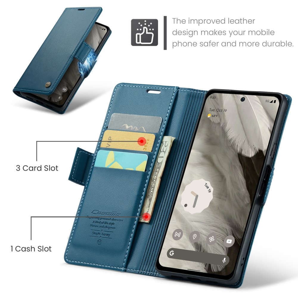 Funda delgada con solapa anti-RFID Google Pixel 8 azul