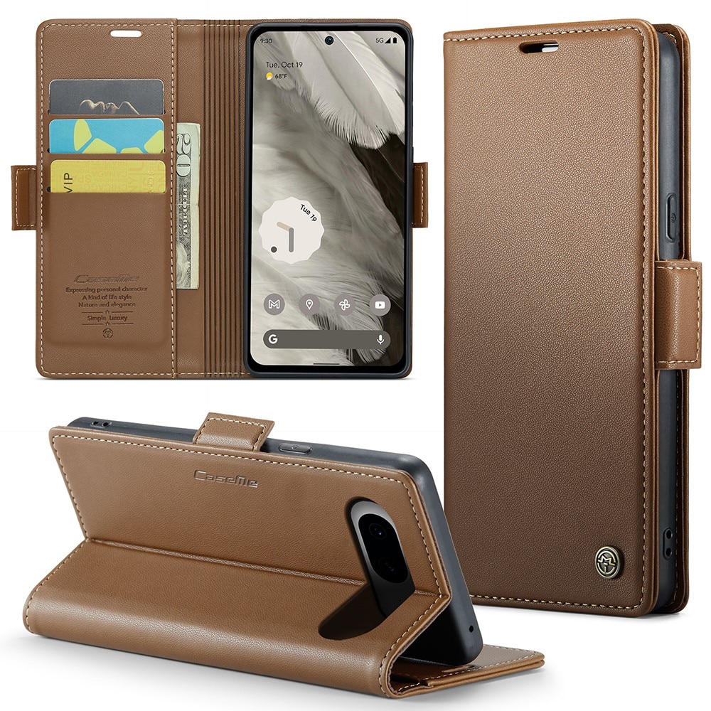 Funda delgada con solapa anti-RFID Google Pixel 8 Marrón