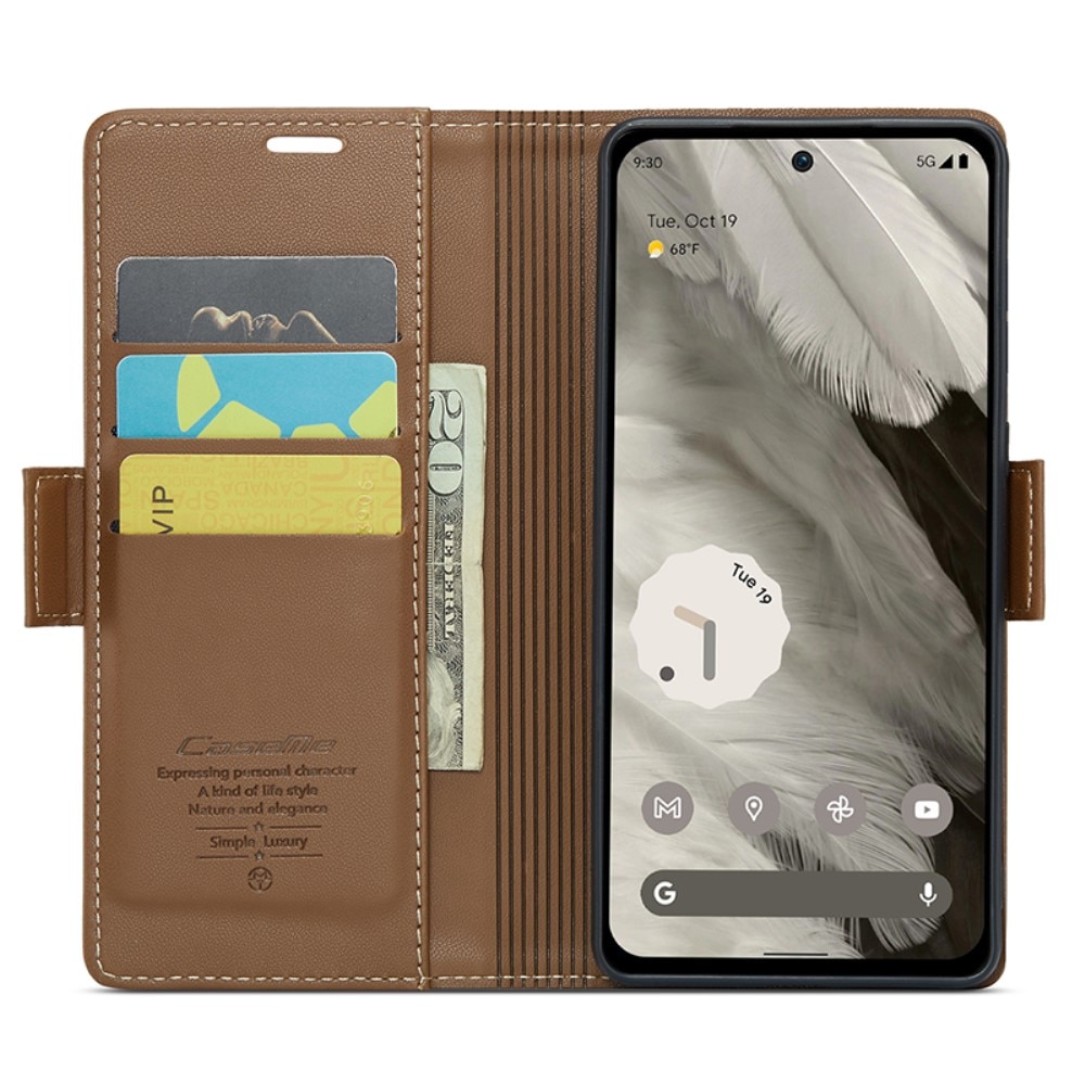 Funda delgada con solapa anti-RFID Google Pixel 8 marrón