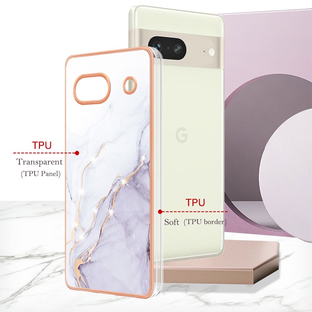 Funda TPU Google Pixel 7a Mármol blanco