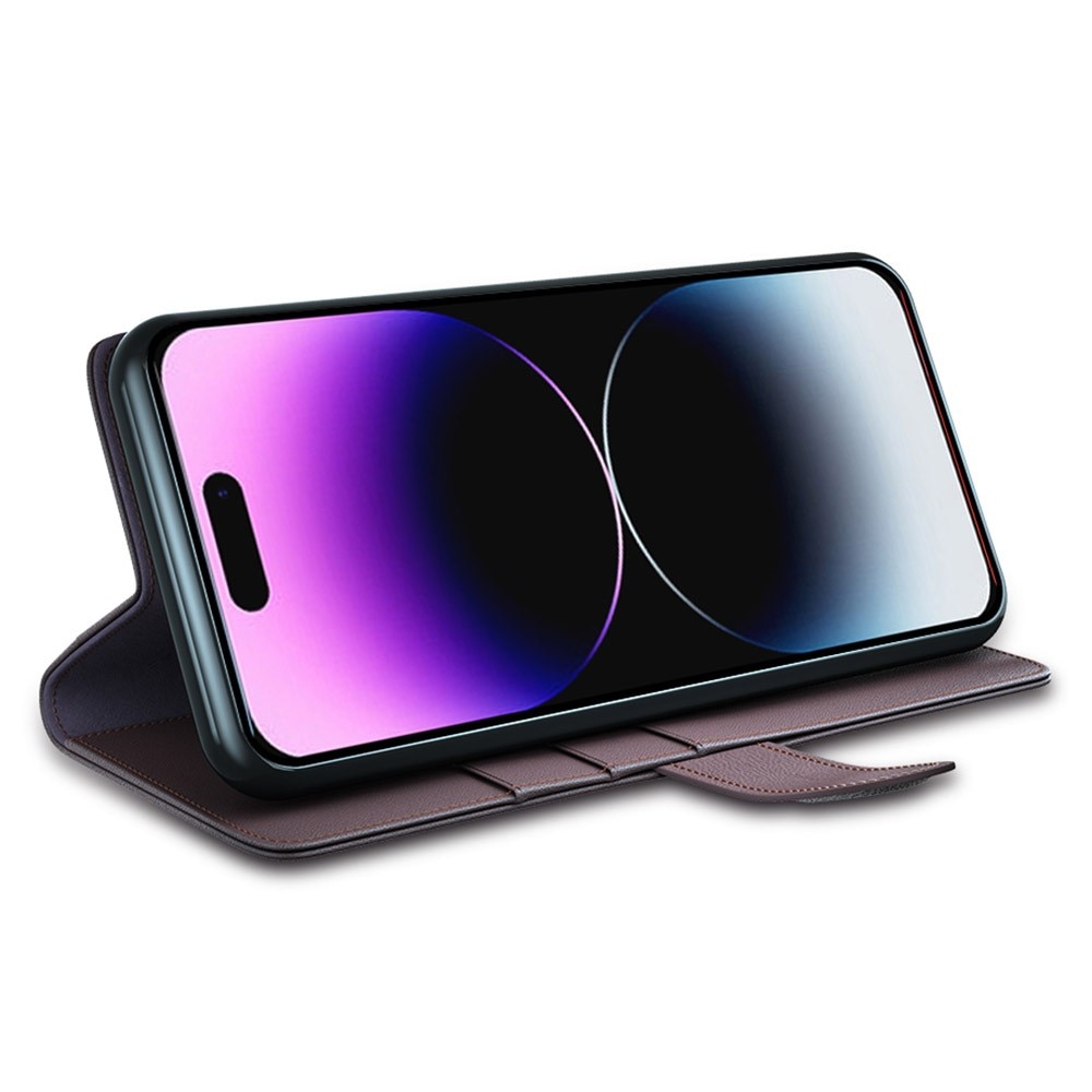 Funda de cuero genuino iPhone 15 Pro Max, Marrón