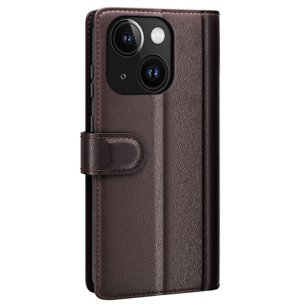 Funda de cuero genuino iPhone 15 Plus, Marrón