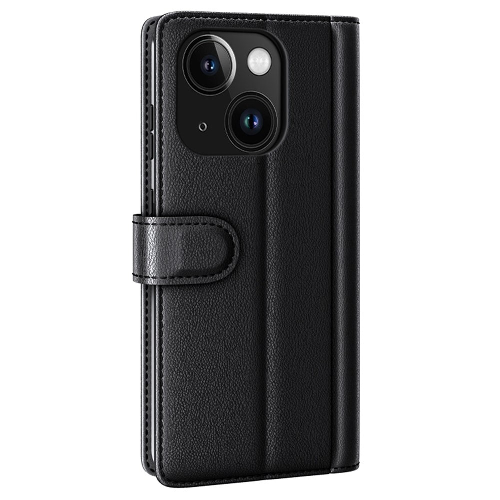 Funda de cuero genuino iPhone 15 Plus, Negro