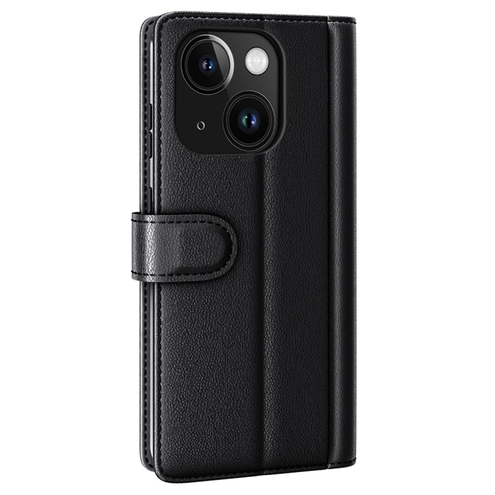 Funda de cuero genuino iPhone 15 Plus, negro