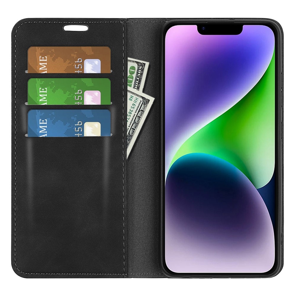 Funda delgada cartera iPhone 15 Plus Negro