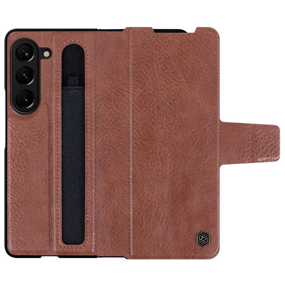 Funda Leather Case with Pen Slot Samsung Galaxy Z Fold 5 Marrón