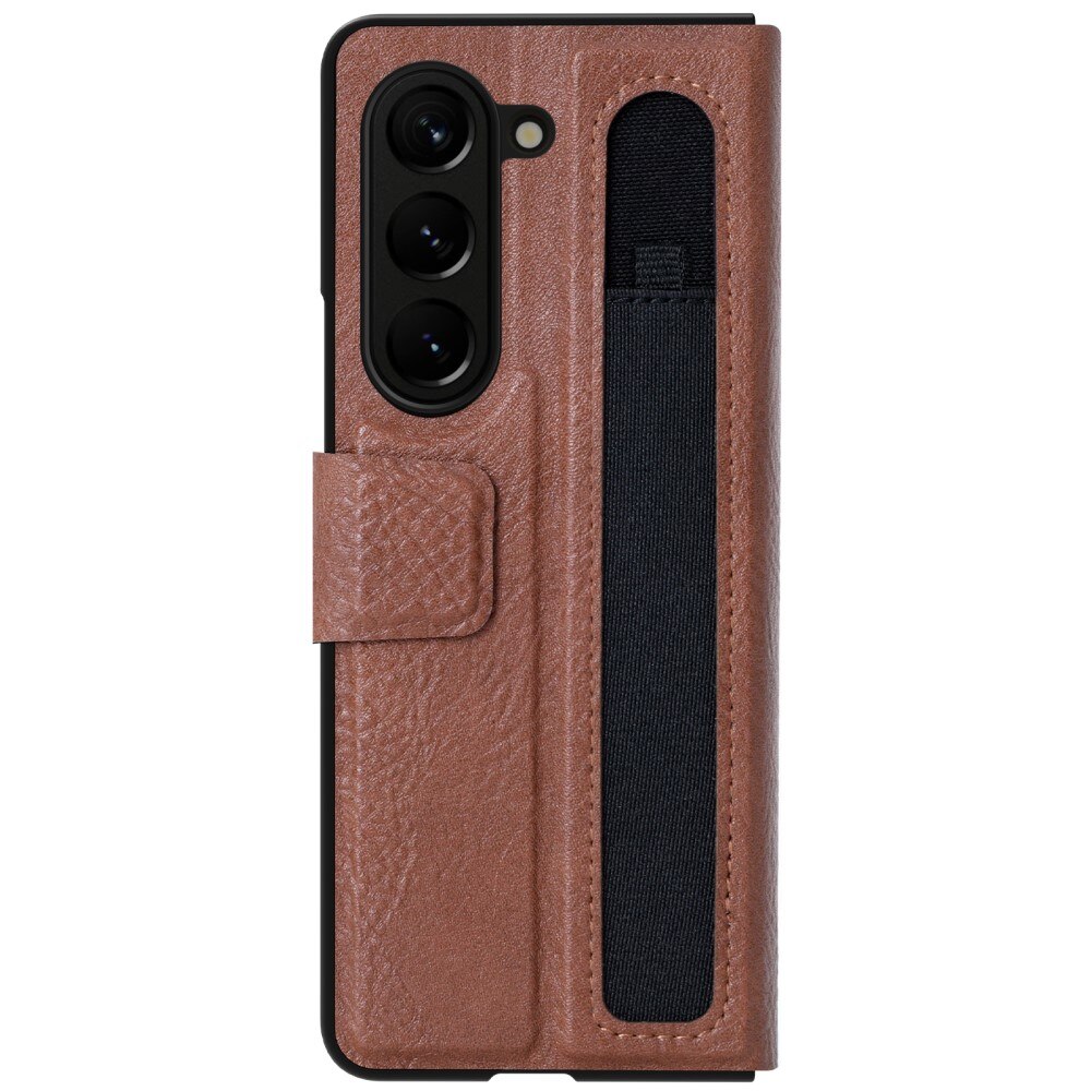 Funda Leather Case with Pen Slot Samsung Galaxy Z Fold 5 Marrón