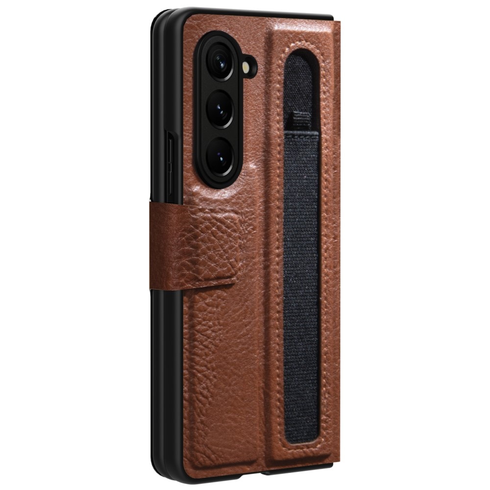 Funda Leather Case with Pen Slot Samsung Galaxy Z Fold 5 Marrón