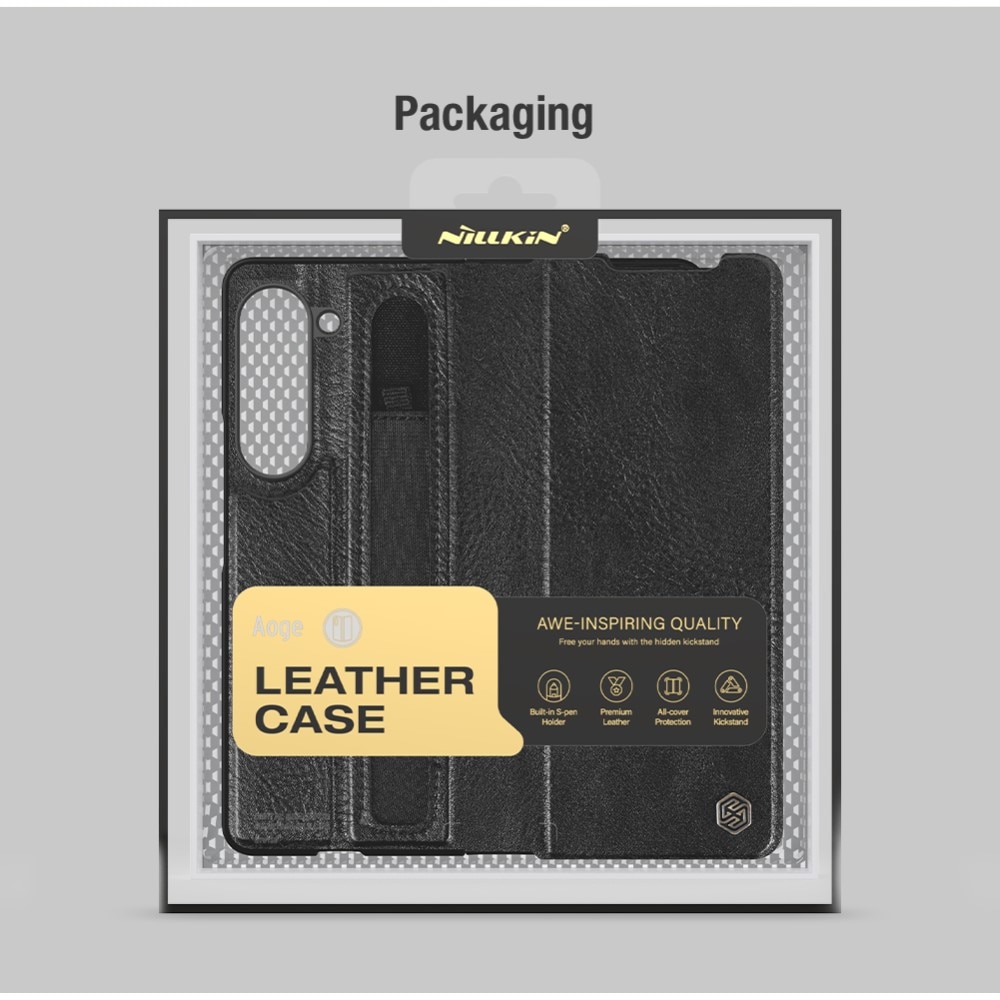 Funda Leather Case with Pen Slot Samsung Galaxy Z Fold 5 negro