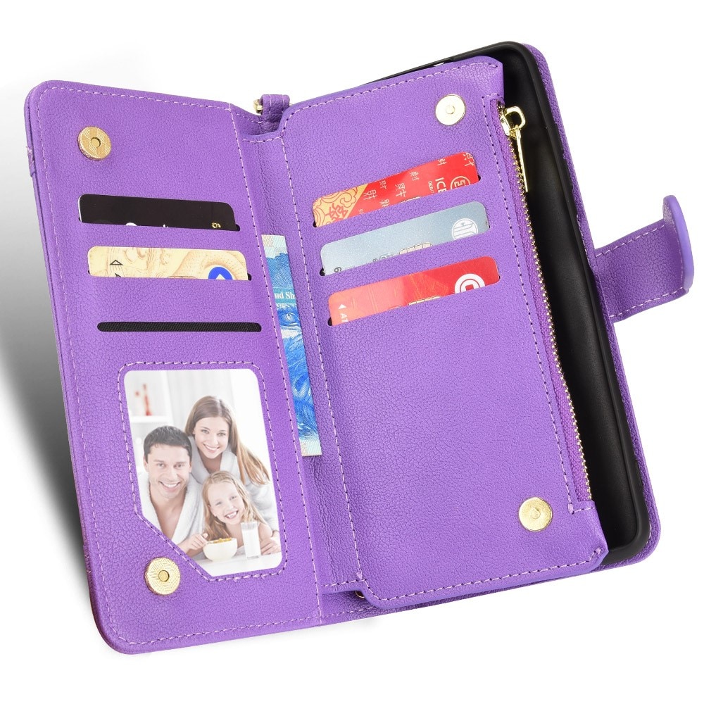 Zipper Multi-Slot tipo cartera de cuero Sony Xperia 10 V, violeta