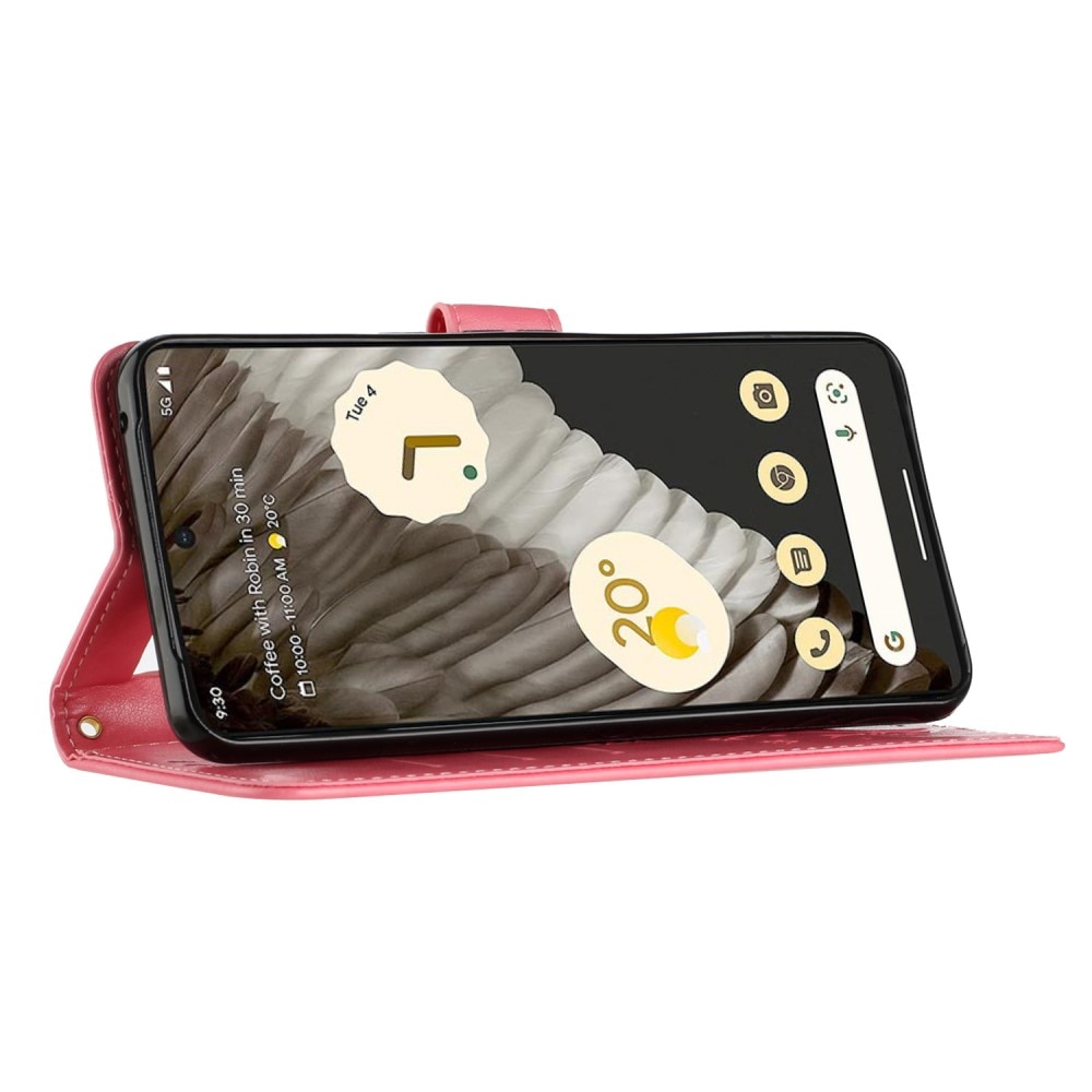 Funda de Cuero con Mariposas Google Pixel 8 Pro, Rosa