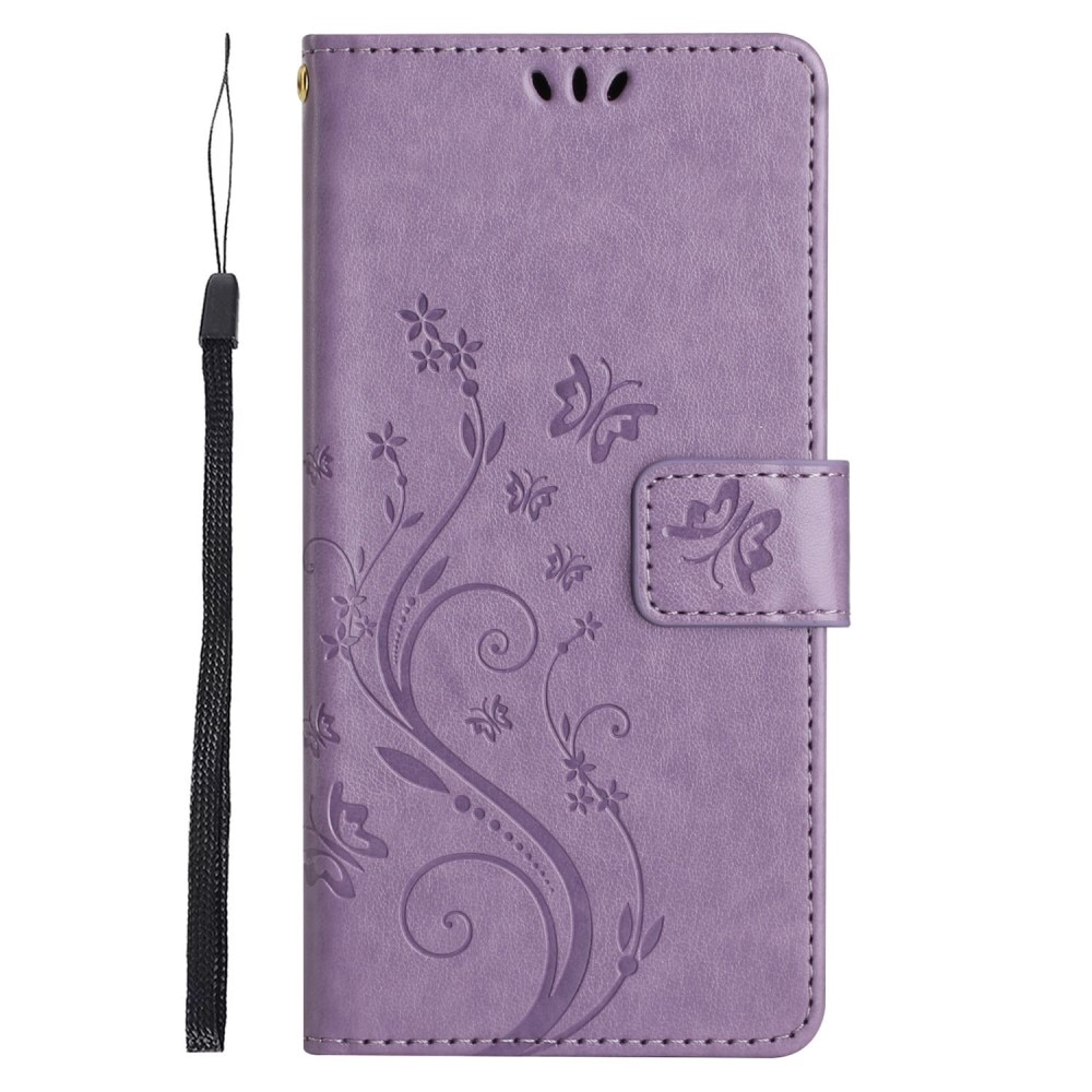 Funda de Cuero con Mariposas Google Pixel 8 Pro, Púrpura