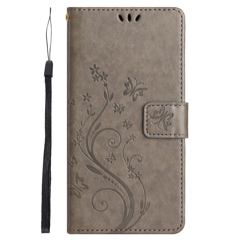 Funda de Cuero con Mariposas Google Pixel 8 Pro, Gris