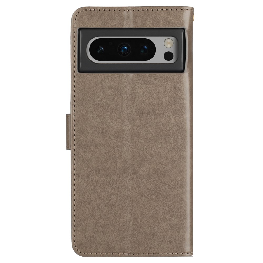 Funda de Cuero con Mariposas Google Pixel 8 Pro, Gris