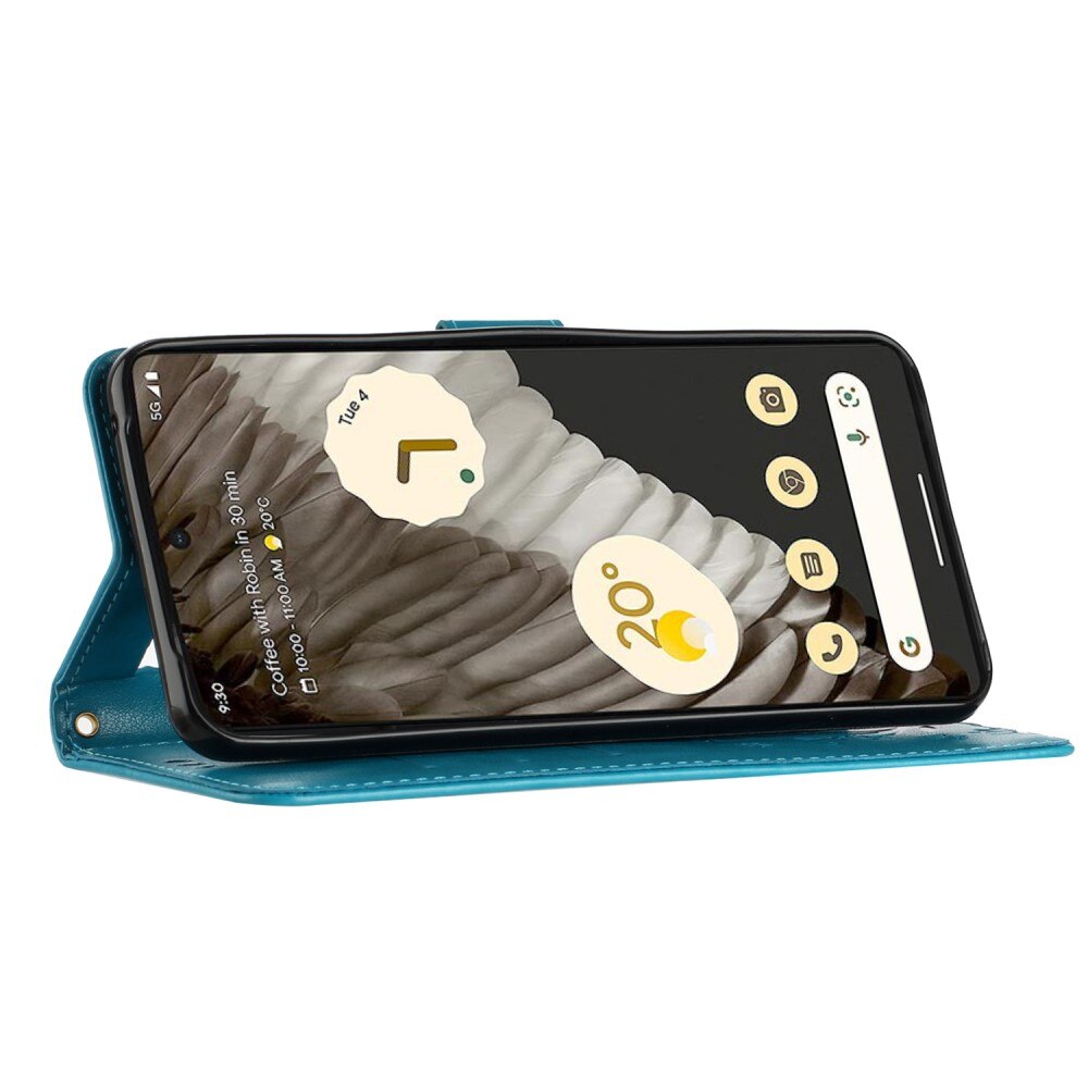 Funda de Cuero con Mariposas Google Pixel 8 Pro, azul