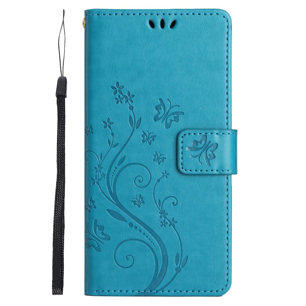 Funda de Cuero con Mariposas Google Pixel 8 Pro, Azul