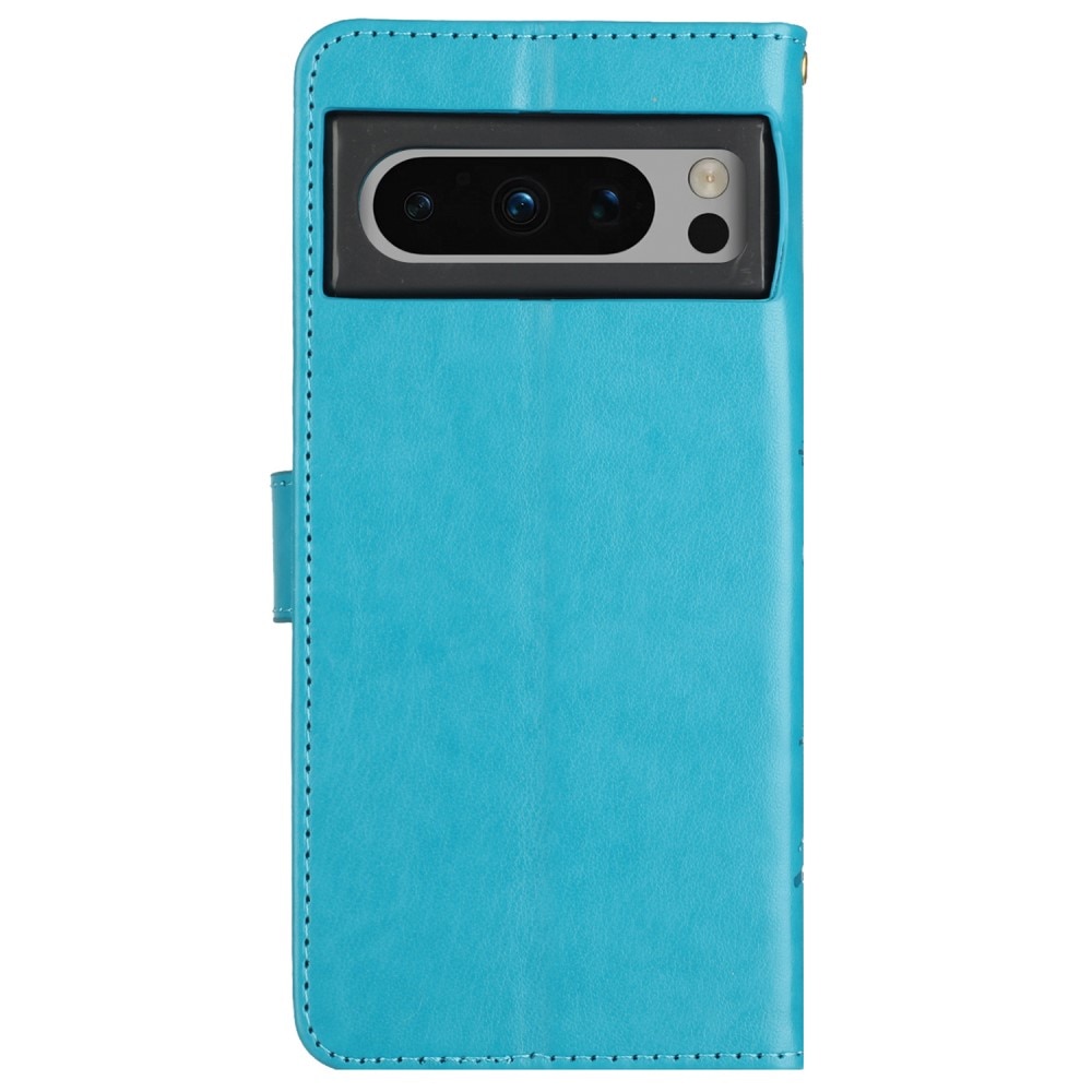 Funda de Cuero con Mariposas Google Pixel 8 Pro, Azul