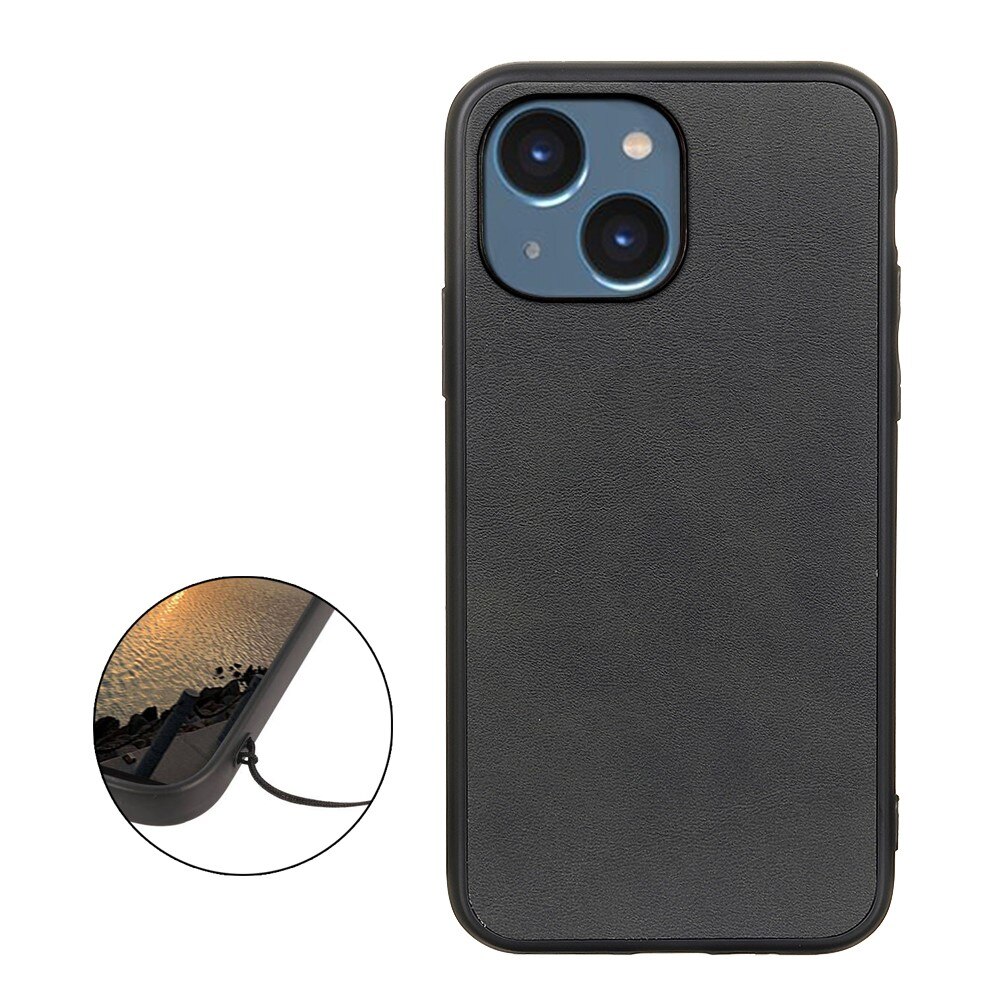 Funda de cuero iPhone 15 Plus negro