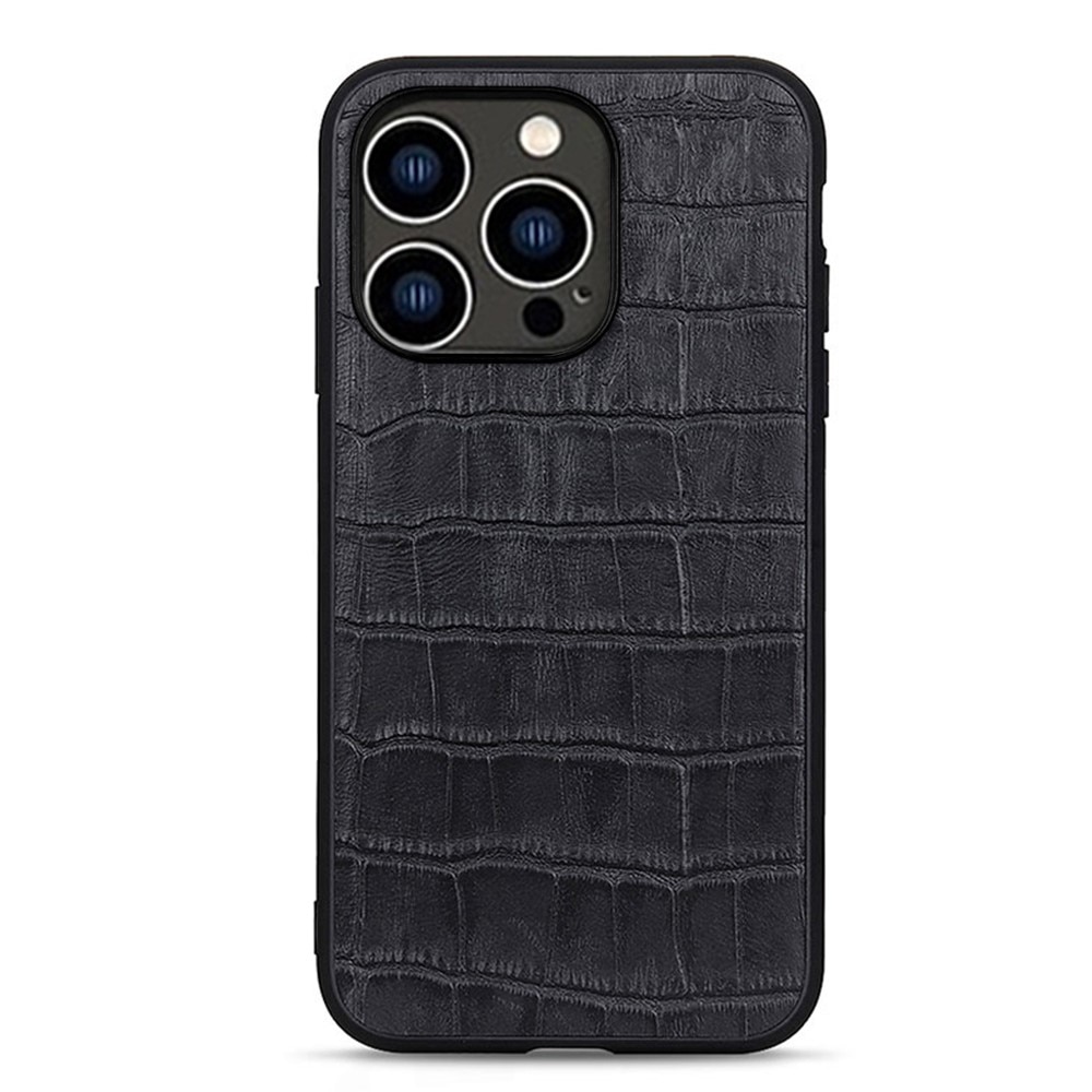 Cocodrilo Funda de piel iPhone 15 Pro Negro