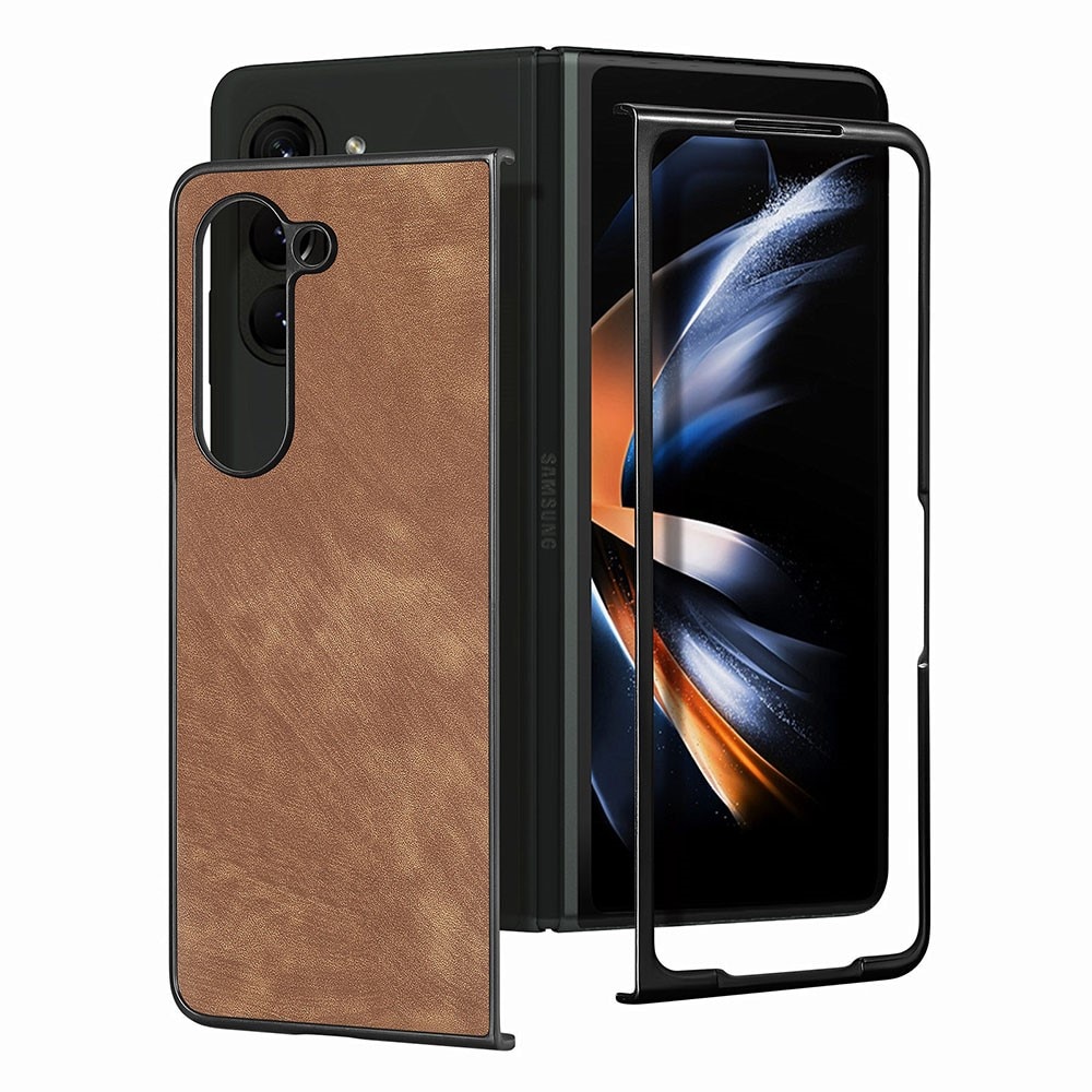 Funda de cuero Samsung Galaxy Z Fold 5 marrón