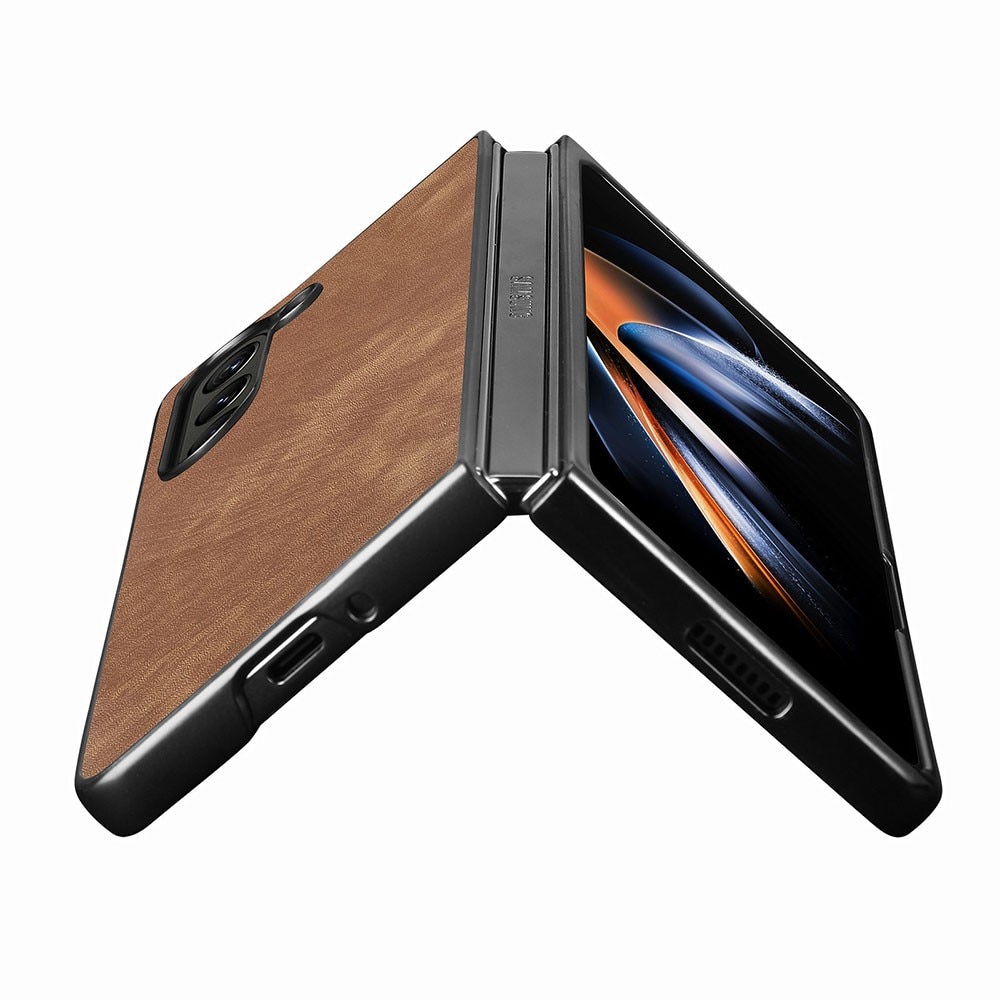 Funda de cuero Samsung Galaxy Z Fold 5 marrón